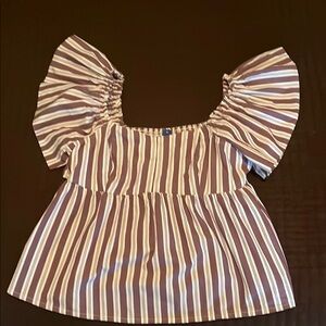 Old Navy Burgundy and White Striped Top